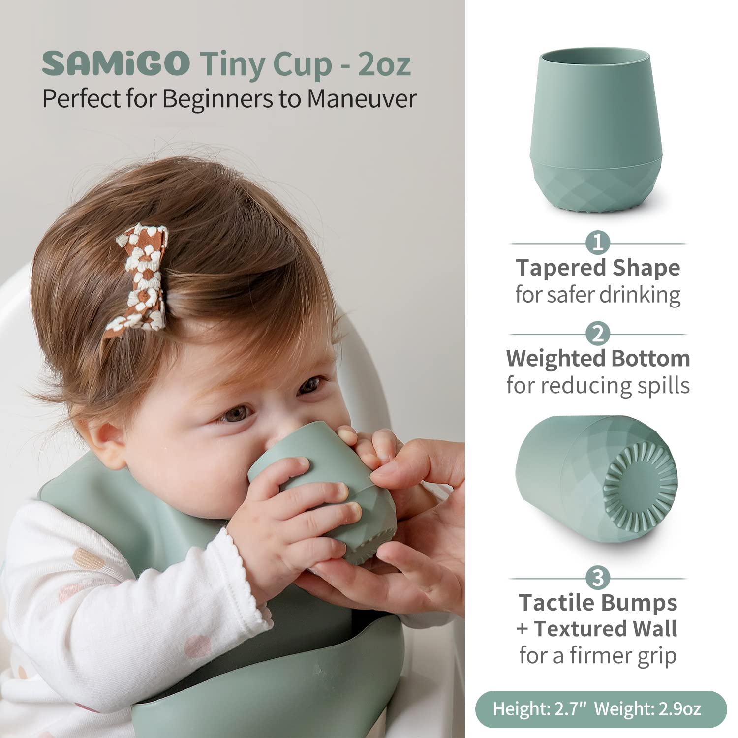 SAMiGO chewable spoons' rounded handle invites early self-feeding.