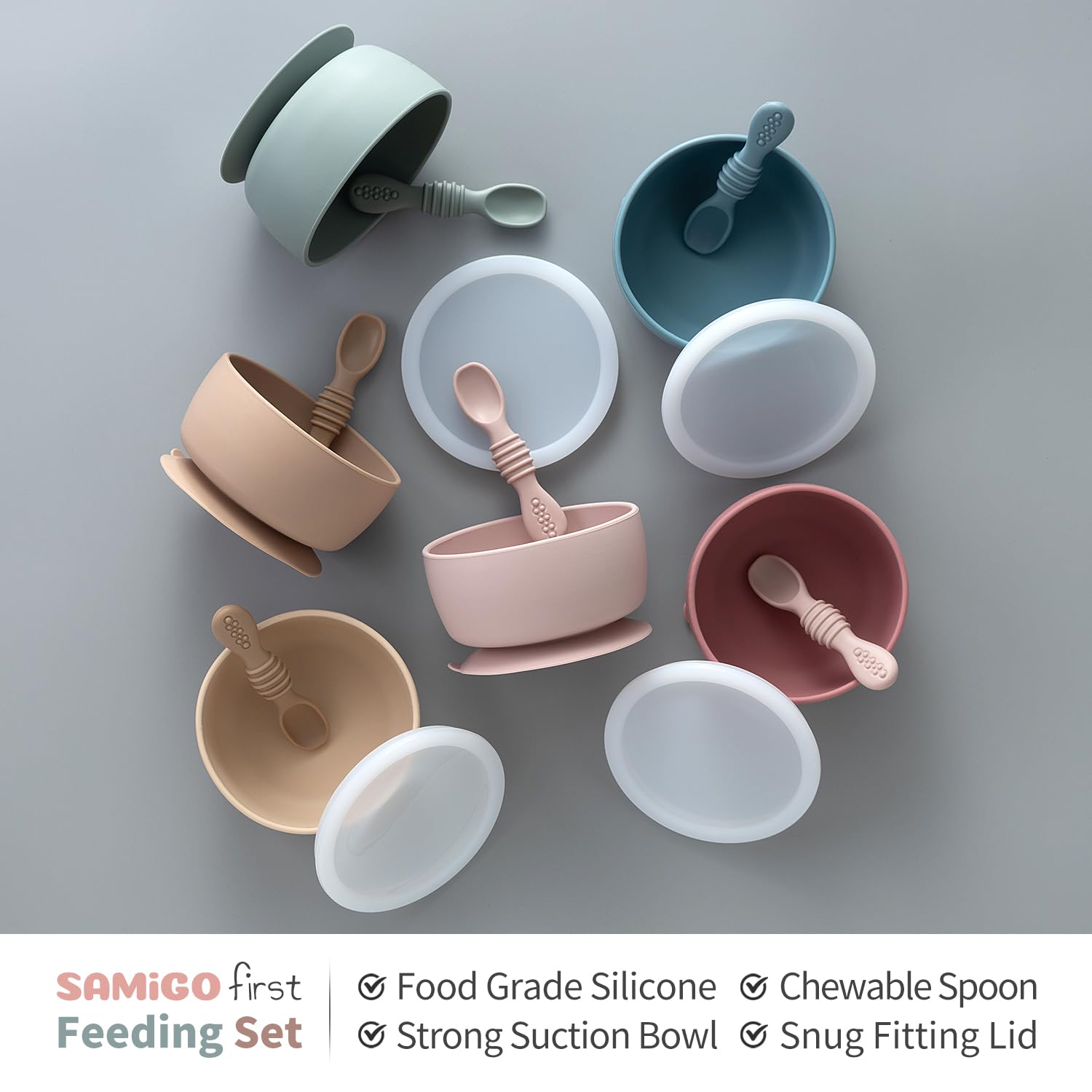 SAMiGO clear lid for baby-bowl seals freshness during storage.