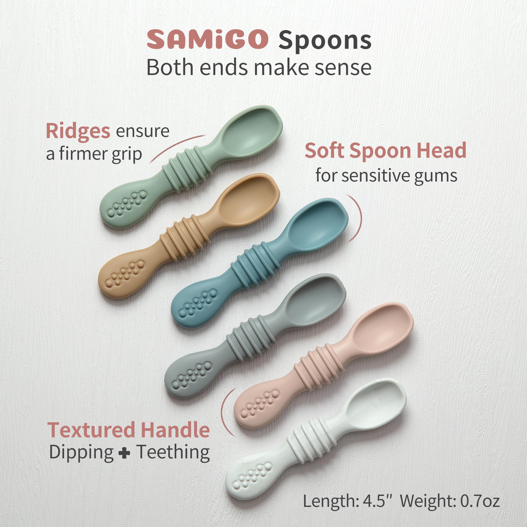 SAMiGO dishwasher-safe silicone set stands up to heating and chilling.