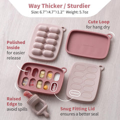 SAMiGO premium silicone material shown as safe, filler-free construction for babies