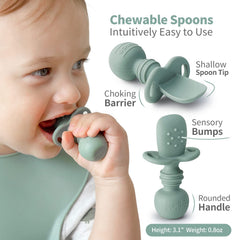SAMiGO baby spoons with textured handle helps little hands grip confidently.