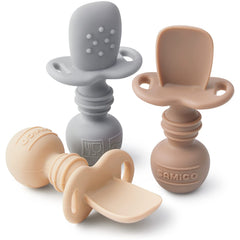 SAMiGO silicone baby spoons with textured handle for easy self-feeding practice