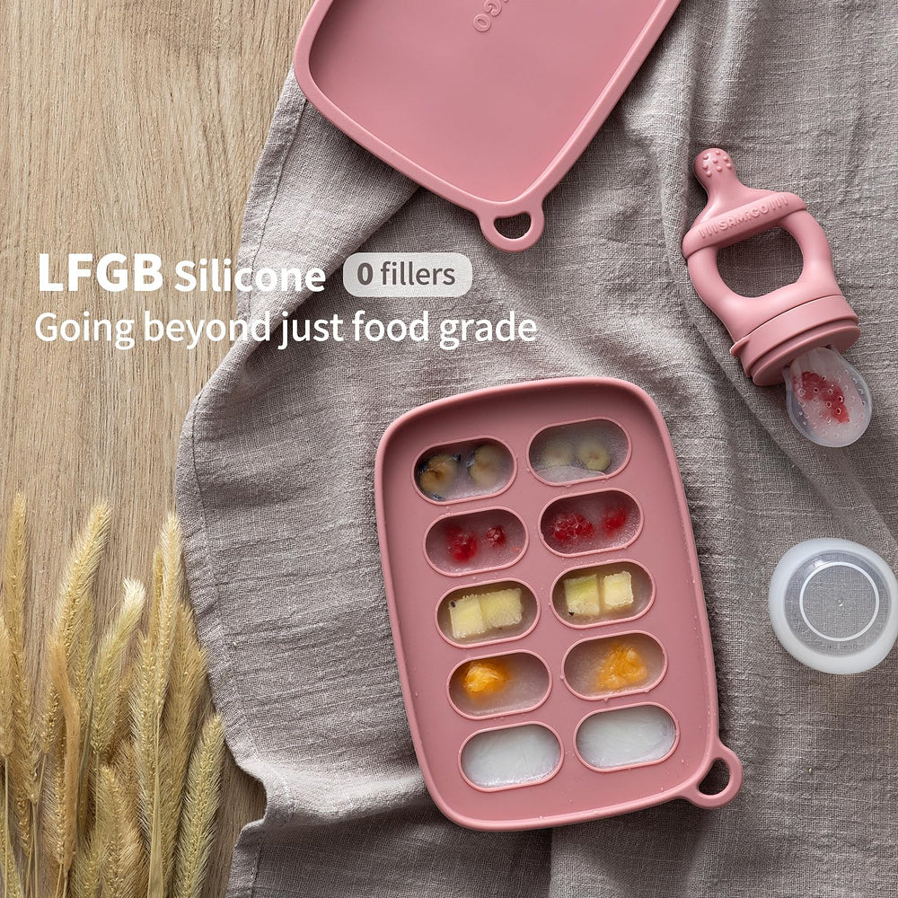 SAMiGO silicone fruit teether closeup demonstrates gentle chewing and teething relief for babies