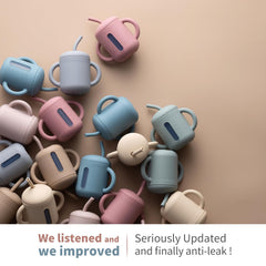 SAMiGO silicone sippy cup leak-resistant cap prevents spills during busy days