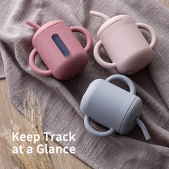 Samigo silicone sippy cup leak-resistant lid reduces spills during play or meals.