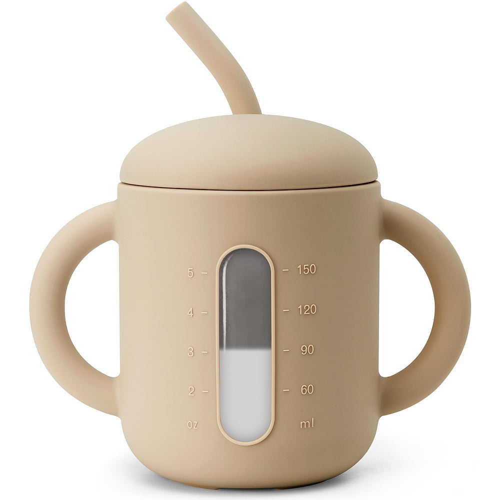 SAMiGO silicone sippy cup lid keeps drinks contained for mess-free feeding