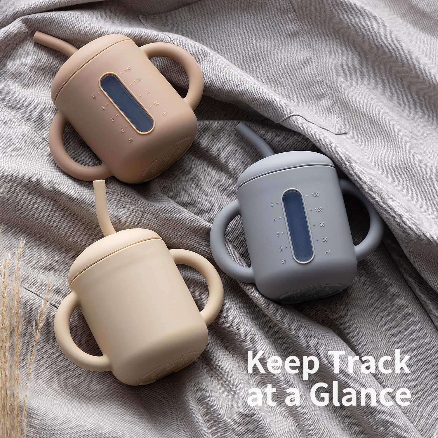 SAMiGO sippy cup clear window lets you see contents at a glance