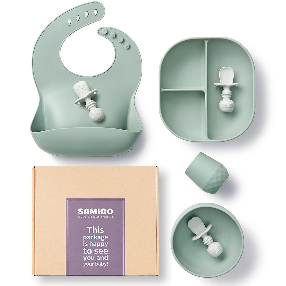 SAMiGO suction plate enhances grip for mess-free meals.