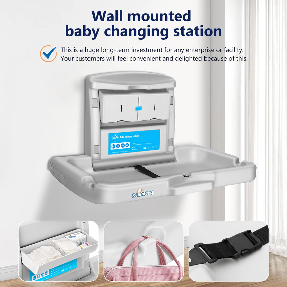 Sammery changing station bag hooks support lightweight items during changes