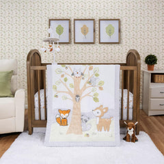 Sammy & Lou Friendly Forest quilt closeup in soft cozy fabric for baby comfort.