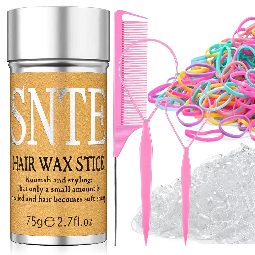 Samnyte hair wax stick being applied to smooth frizz and tame baby hairs