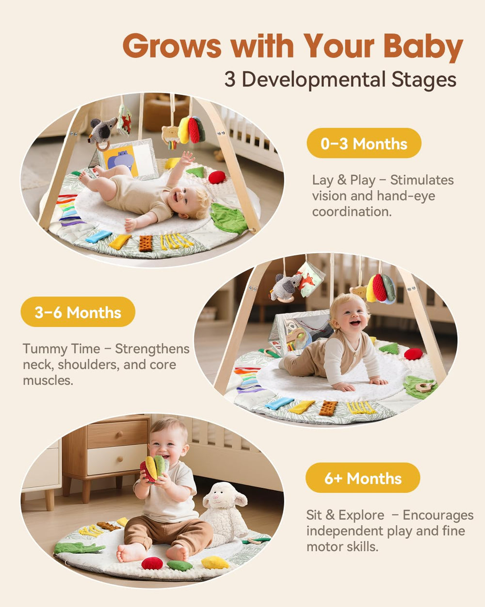 Samonyed washable mat is easy to clean after spills and spit-up.