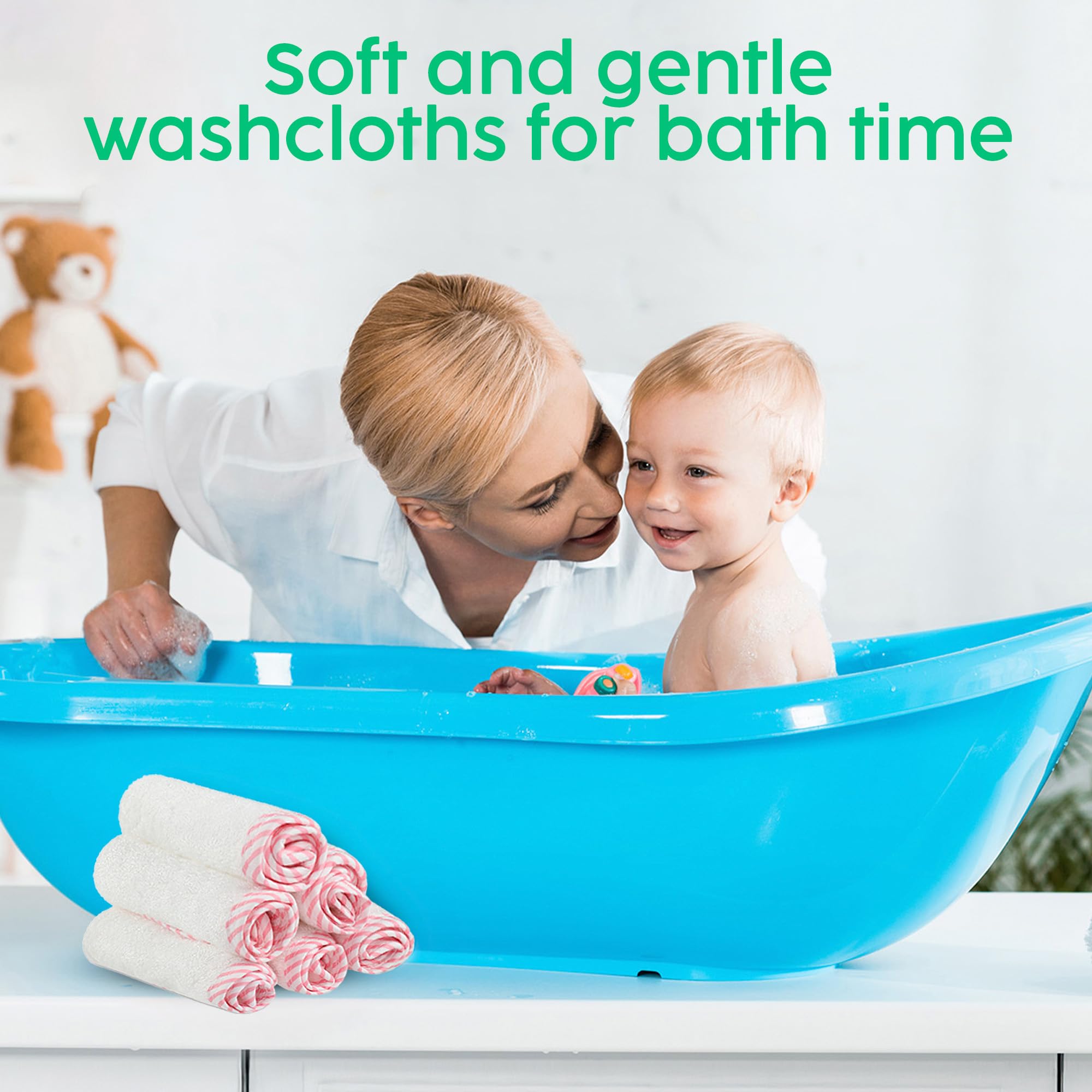 San Francisco Baby absorbent washcloth folded to demonstrate moisture capacity.