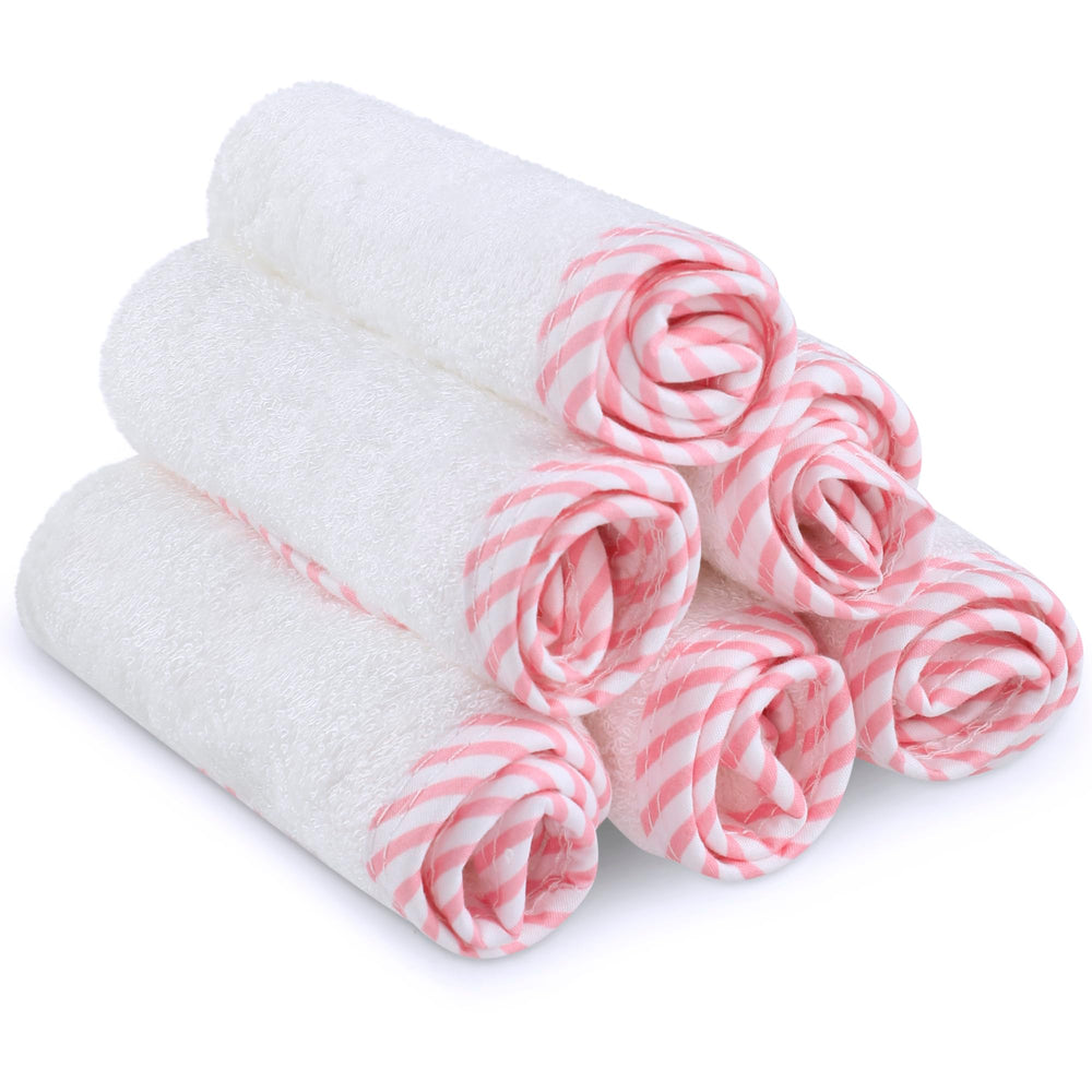 San Francisco Baby newborn pink washcloths pack of 6 for gentle baths.