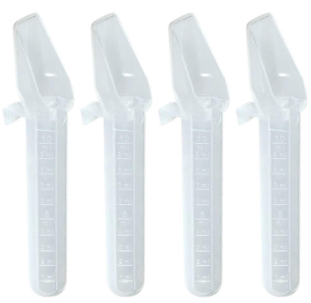 Sandhill Tools calibrated medicine spoon front view shows 10 ml markings for accurate dosing.