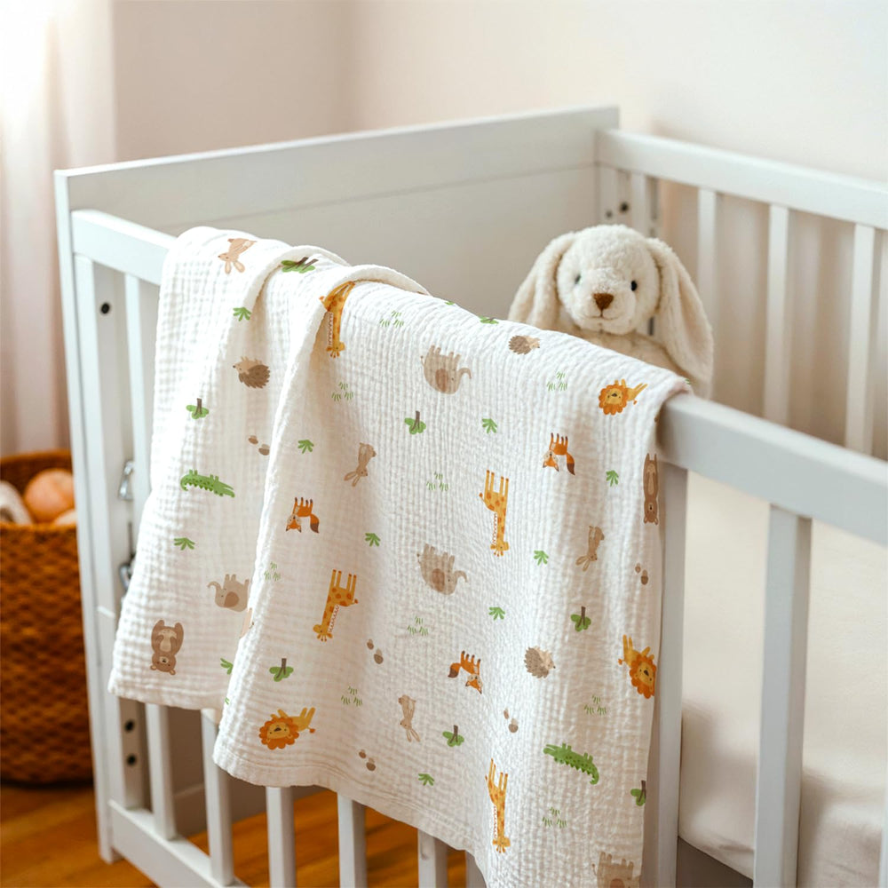 SANDJEST blanket used as a burp cloth for quick cleanups