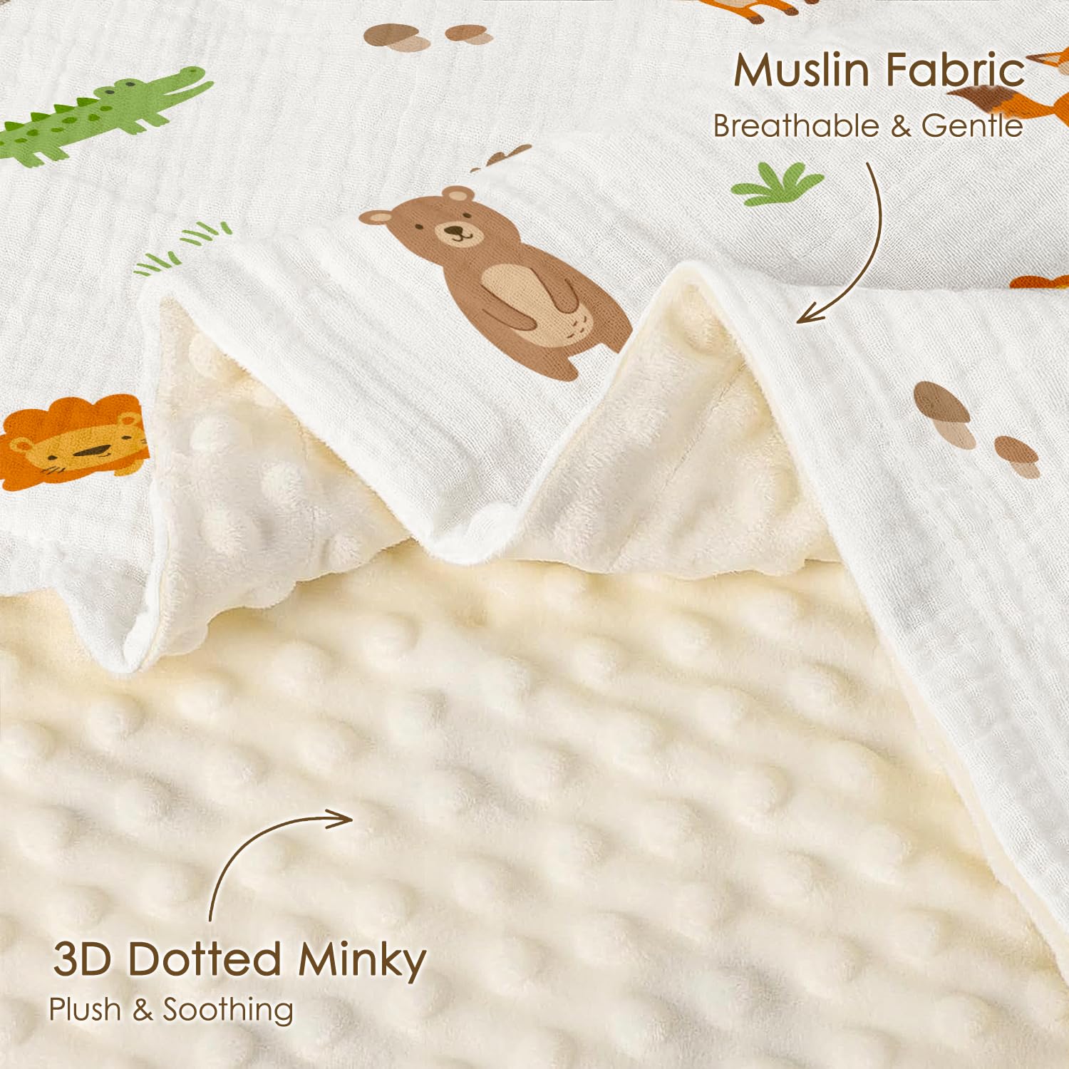 SANDJEST blanket with dotted fleece back for cozy warmth during stroller trips