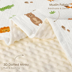 SANDJEST blanket with dotted fleece back for cozy warmth during stroller trips
