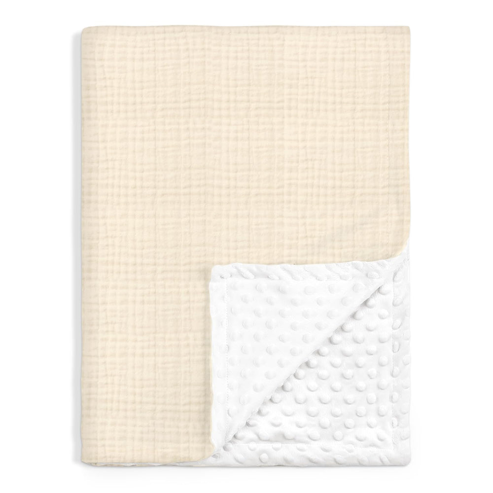 SANDJEST baby blanket beige muslin side for breathable comfort during naps