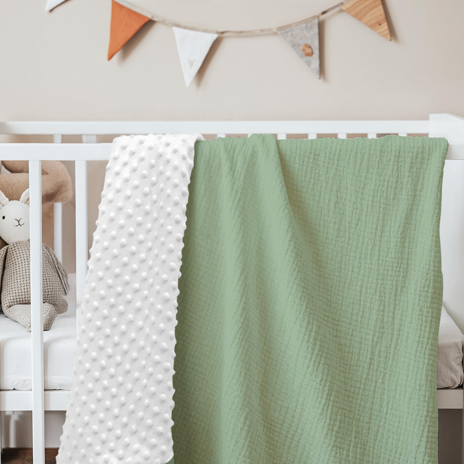 SANDJEST baby blanket green design adds cheerful nursery ambiance