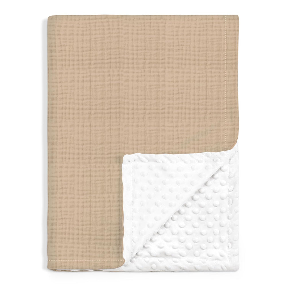 SANDJEST baby blanket muslin-side offers breathable comfort for naps.