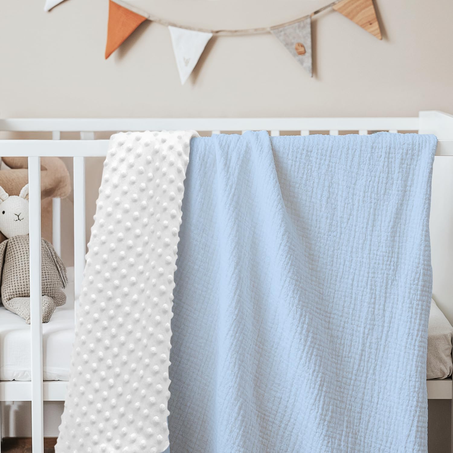 SANDJEST receiving-style blanket serves crib, stroller, or nursing moments.