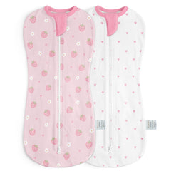 SANDJEST baby swaddle strawberry print promotes gentle, secure sleep for newborns.