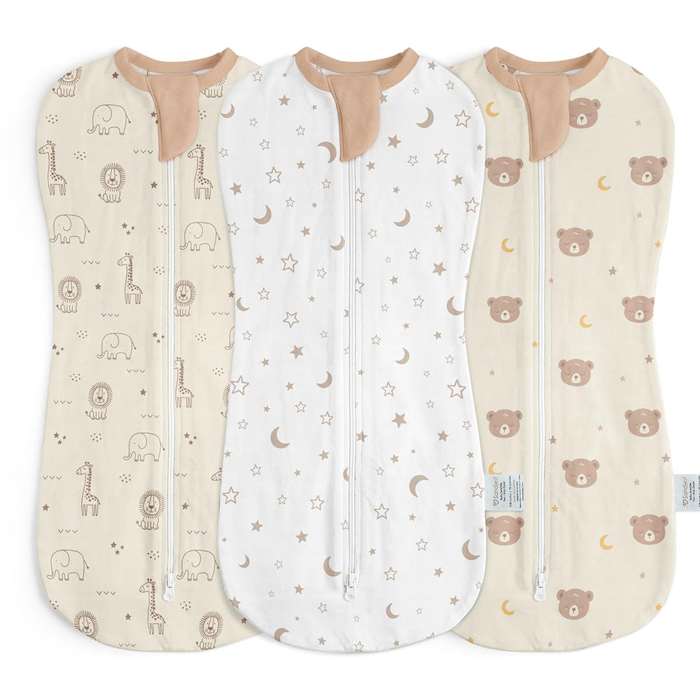 SANDJEST baby swaddle animal-design offers cozy comfort for newborn sleep