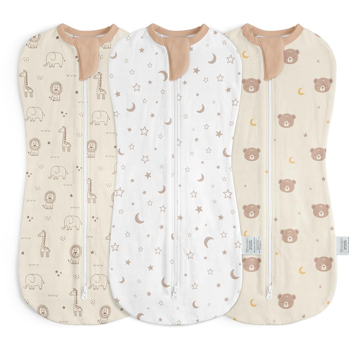 SANDJEST baby swaddle animal-design offers cozy comfort for newborn sleep