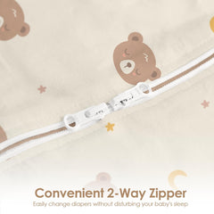 SANDJEST arm-in zipper swaddle demonstrates easy diaper changes