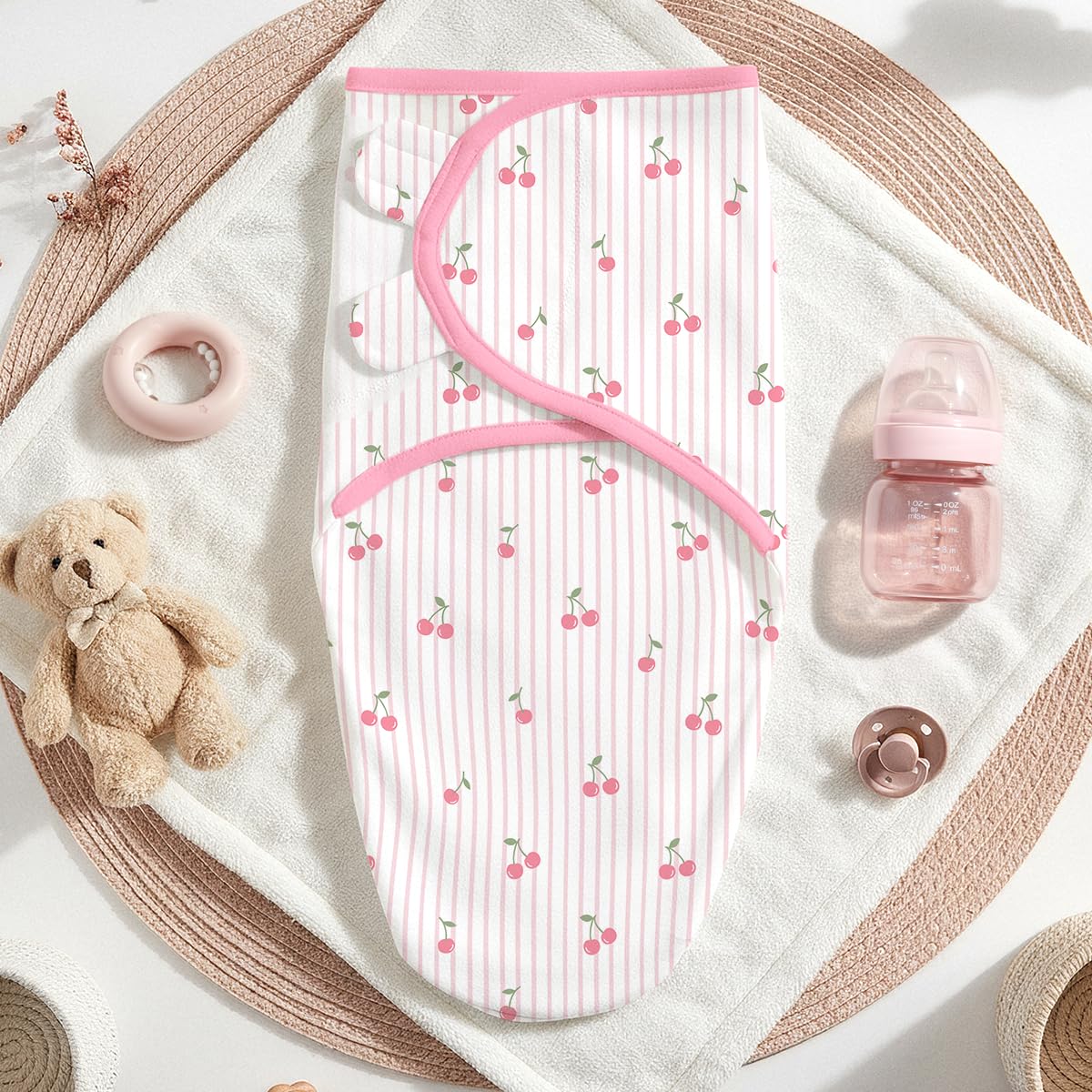 SANDJEST breathable cotton swaddle cherry helps soothing night routine