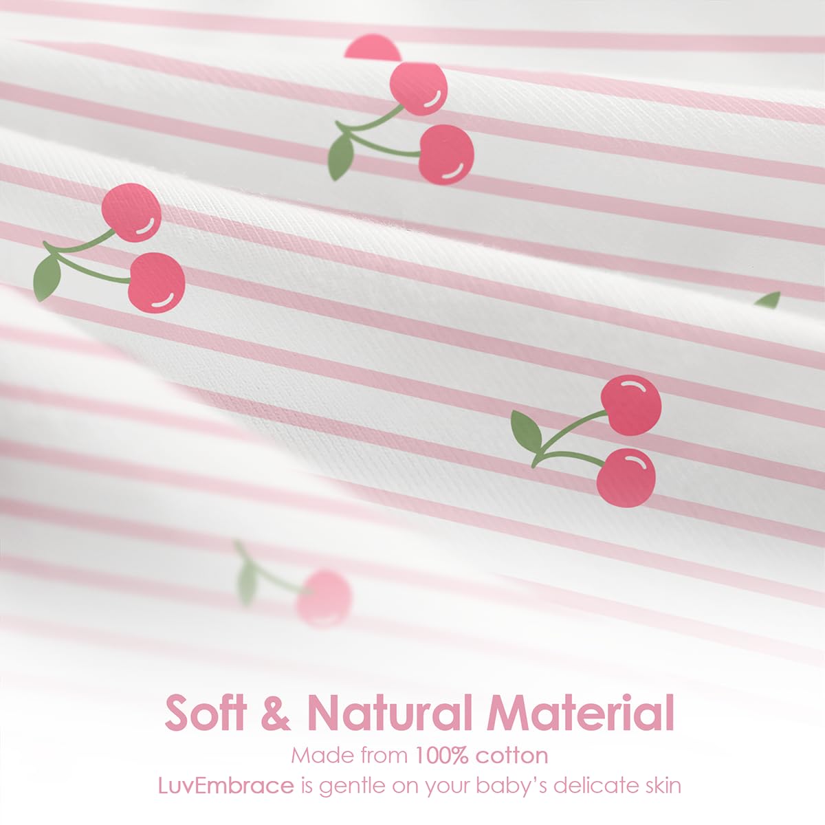 SANDJEST baby swaddle blanket cherry 22x12 inch with secure wrap