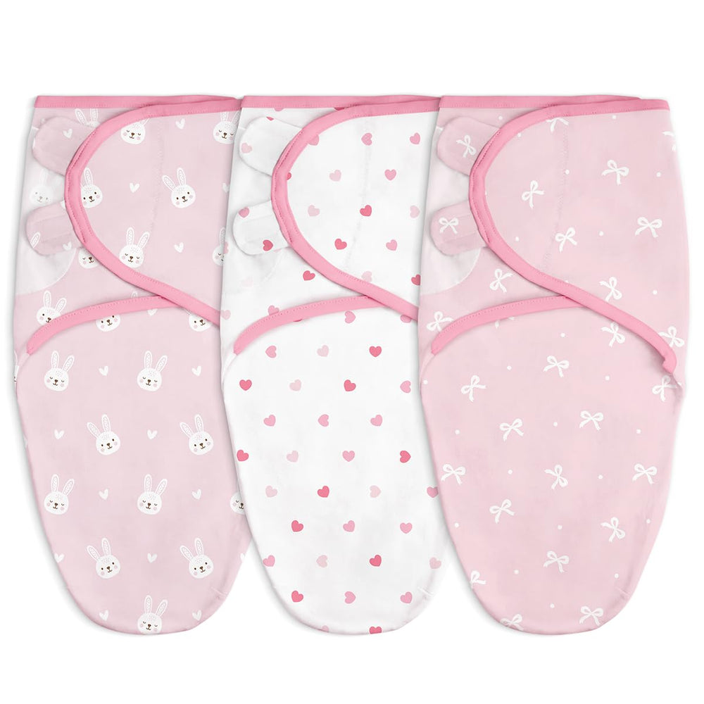 SANDJEST baby swaddle blanket rabbit pattern provides secure feel for peaceful newborn sleep.