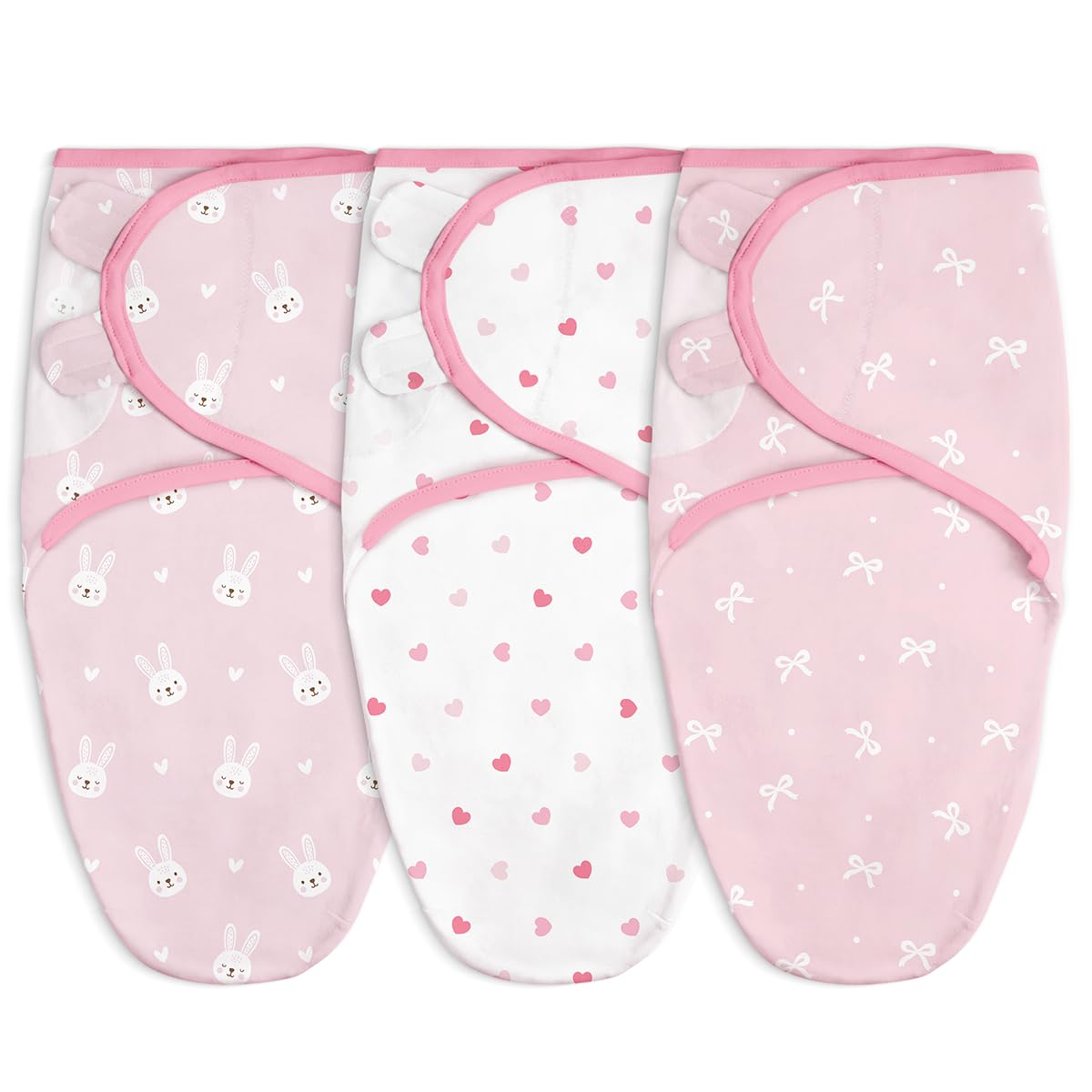SANDJEST baby swaddle blanket rabbit pattern provides secure feel for peaceful newborn sleep.