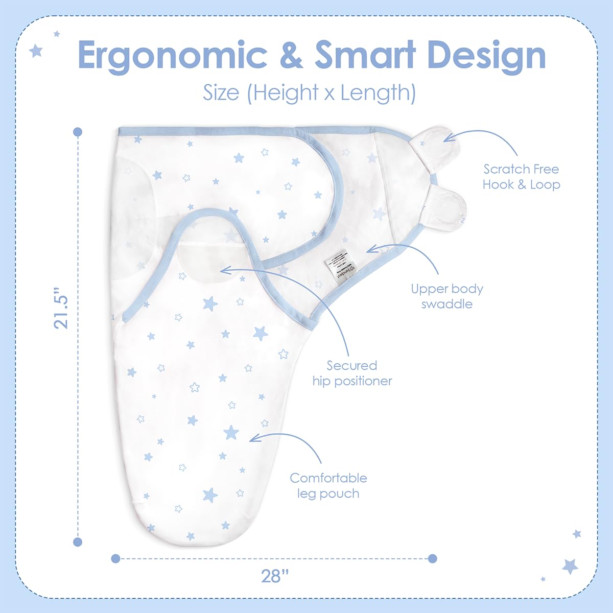 SANDJEST Baby Swaddle Cloud Pattern promotes cozy naps with breathable, gentle fabric