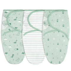 SandJEST baby swaddle dinosaur pattern wearable blanket supports secure sleep.