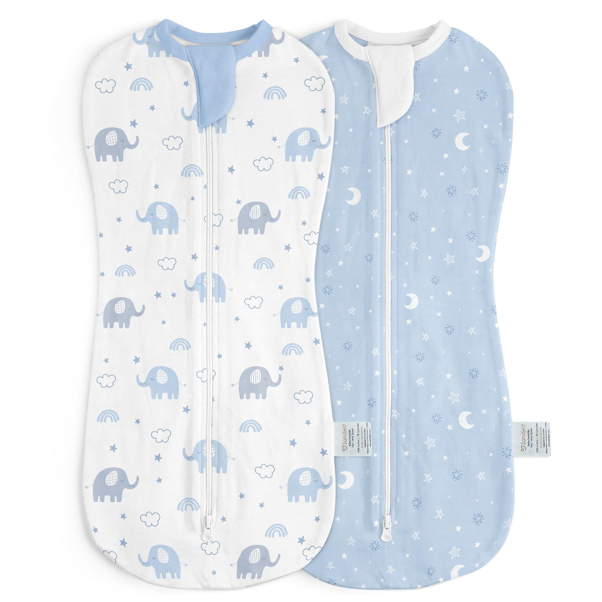 SANDJEST baby swaddle elephant pack2 cozy newborn sleep security.