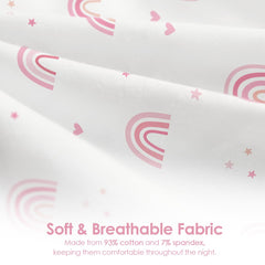 SANDJEST fabric close-up shows soft cotton texture gentle on sensitive newborn skin.