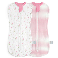 SANDJEST baby swaddle floral-pattern image promotes calm sleep and secure cuddling.