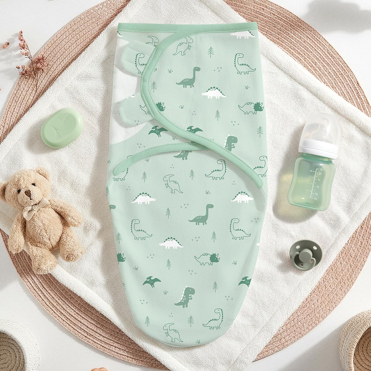 SANDJEST baby-swaddle folded-compact shows easy storage and travel-friendly design.