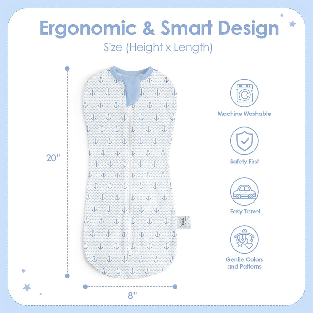 SANDJEST baby swaddle anchor pattern soothes baby at night