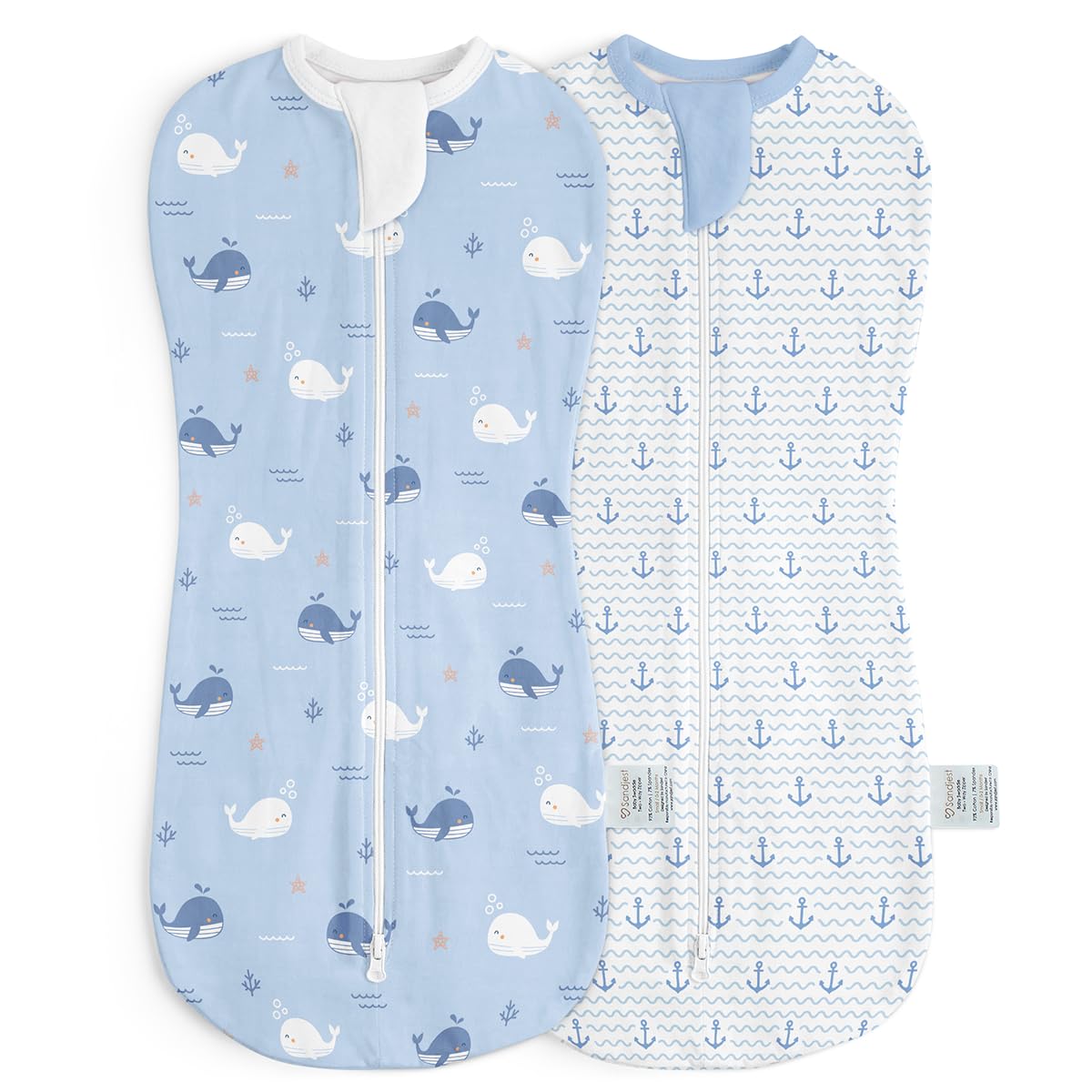 SANDJEST baby swaddle whale pattern keeps newborn cozy through sleep