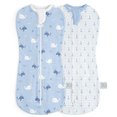 SANDJEST baby swaddle whale pattern keeps newborn cozy through sleep