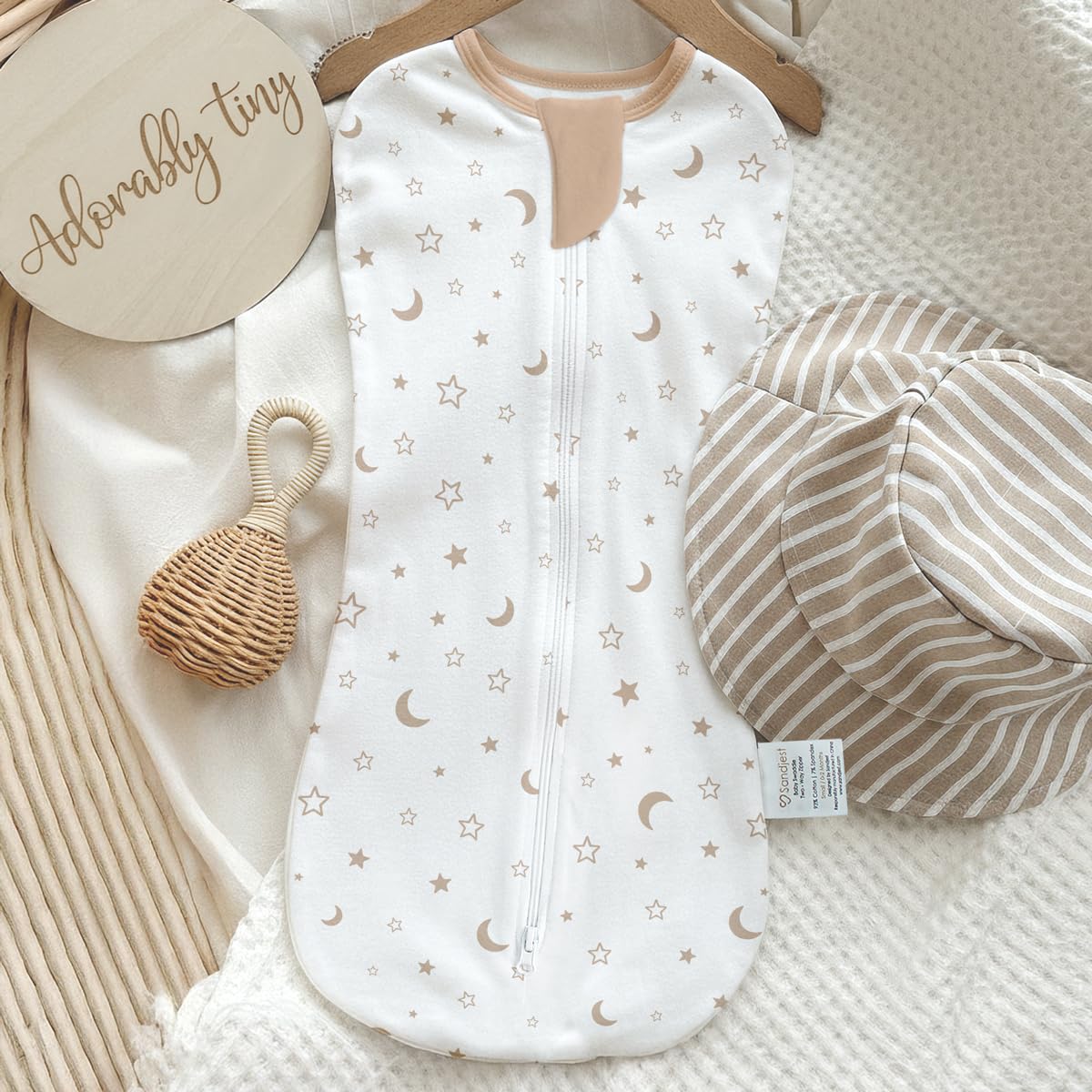 SANDJEST pack of 2 swaddles offers versatile outfit-ready solutions.