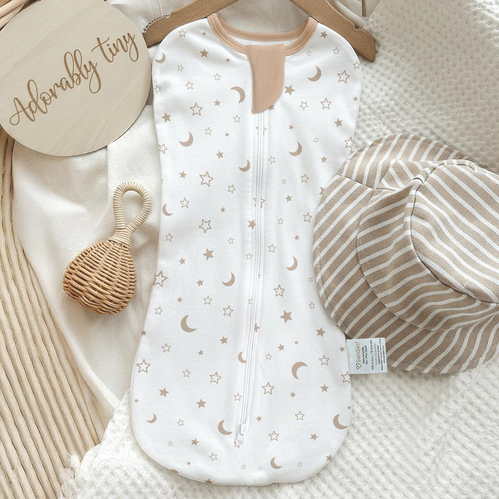 SANDJEST pack of 2 swaddles offers versatile outfit-ready solutions.
