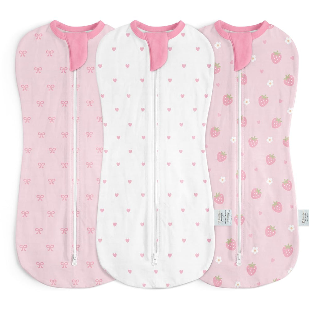 SANDJEST baby swaddle pack of 3 with soft cotton for newborn comfort.