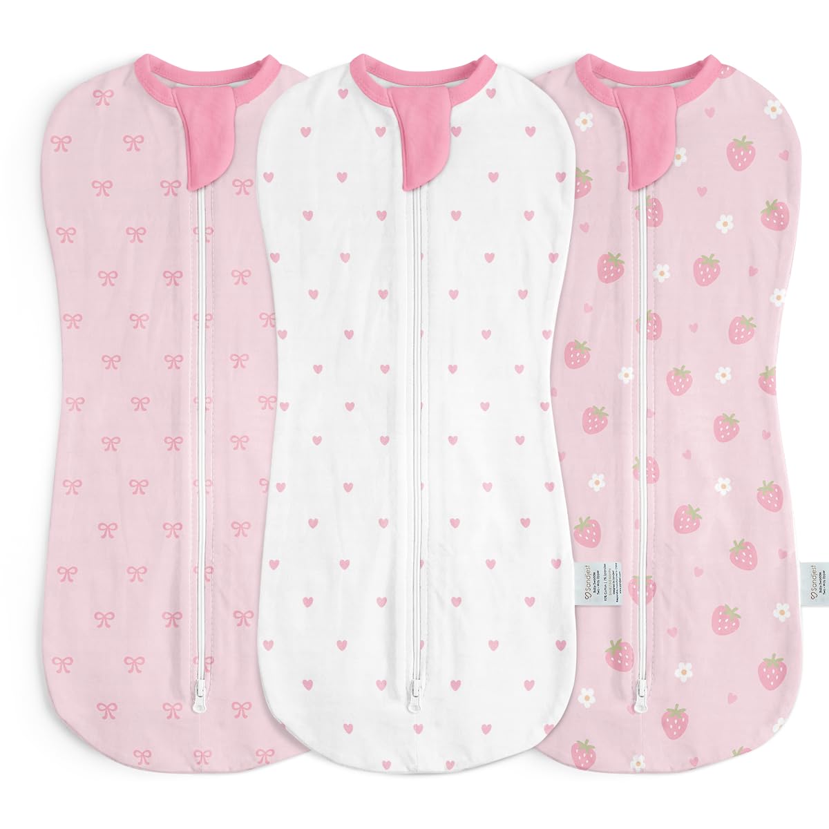 SANDJEST baby swaddle pack of 3 with soft cotton for newborn comfort.