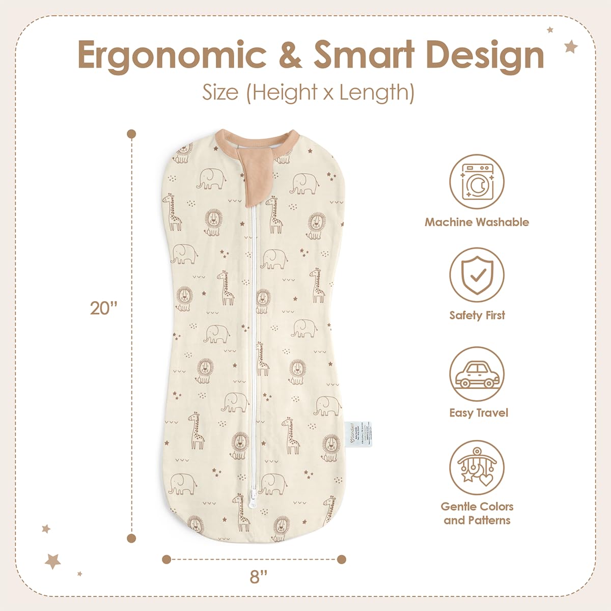 SANDJEST baby swaddle star-moon design promotes calm bedtime routine