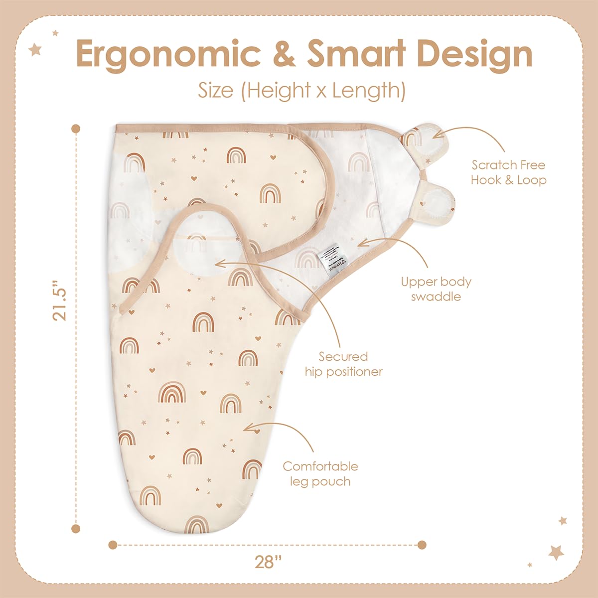 SANDJEST wearable sleep sack emphasizes soft cotton and breathable fabric for gentle sleep.
