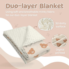 SANDJEST Bear Minky blanket dotted-back highlights breathable year-round comfort